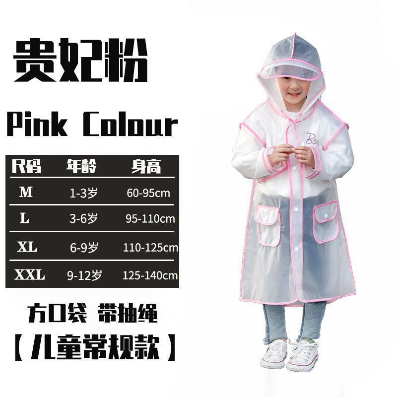 Children'S Raincoat Boys And Girls Baby Primary School Students With Schoolbag Poncho Non-Disposable Thickened Transparent Raincoat Full Body - Image 1